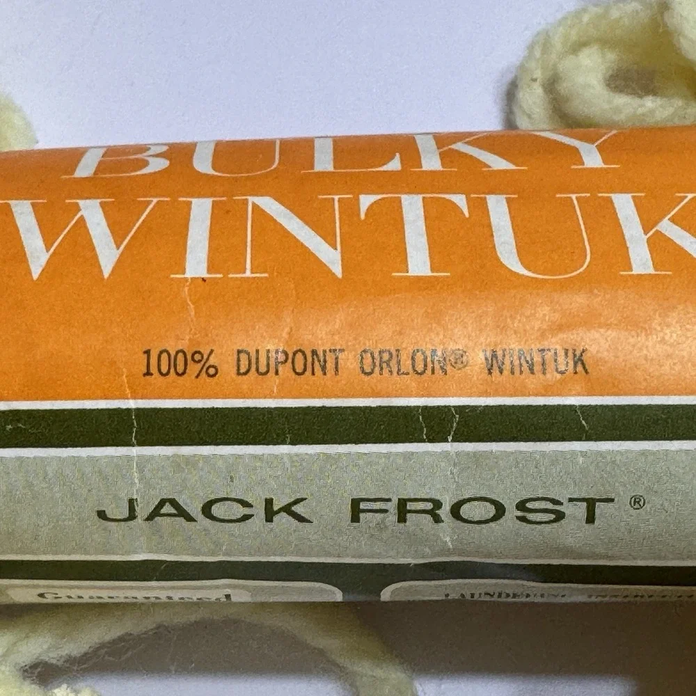 Lot 2 Vtg Jack Frost Bulky Wintuk Yarn Skeins Buttercup Yellow DuPont Orlon 2 Oz